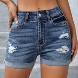 European women’s stretch jeans ripped denim shorts