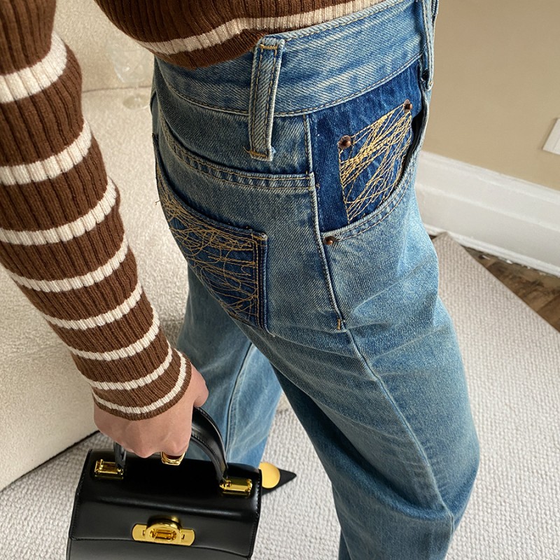 French straight leg wide-leg jeans