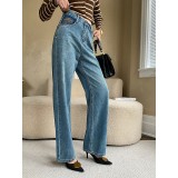 French straight leg wide-leg jeans
