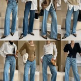 French straight leg wide-leg jeans
