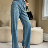 French straight leg wide-leg jeans