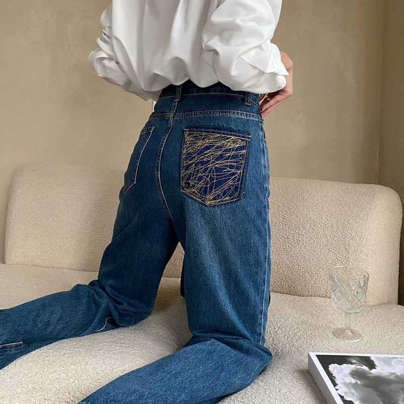French straight leg wide-leg jeans