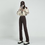 Straight leg jeans women spring and autumn wash blue small narrow version of wide leg pants