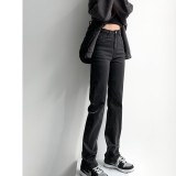 Straight leg jeans women spring and autumn wash blue small narrow version of wide leg pants