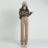 Straight leg jeans women spring and autumn wash blue small narrow version of wide leg pants