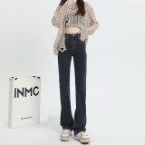 Straight leg jeans women spring and autumn wash blue small narrow version of wide leg pants