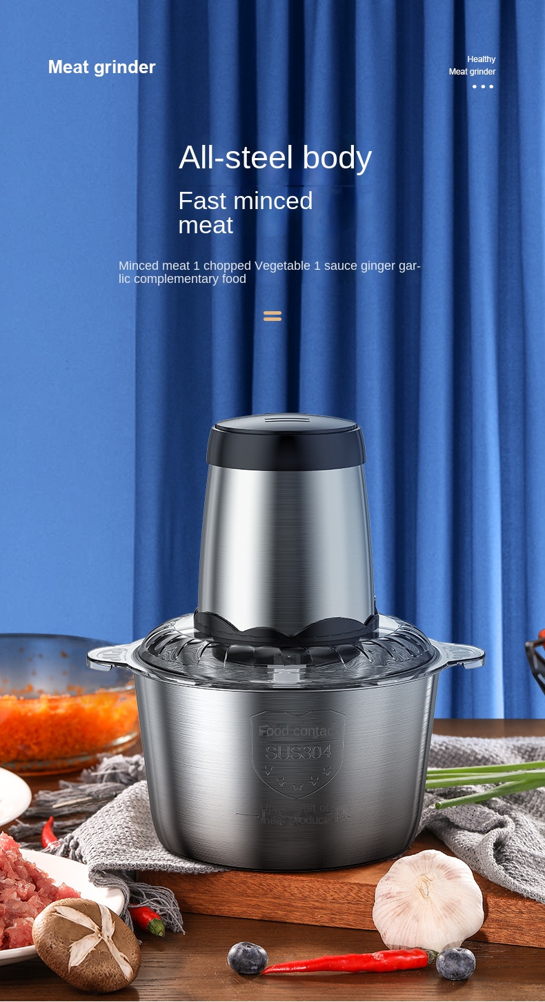 Cross-border kitchen household 304 electric meat grinder multi-functional meat mincer high-power four-knife meat blender