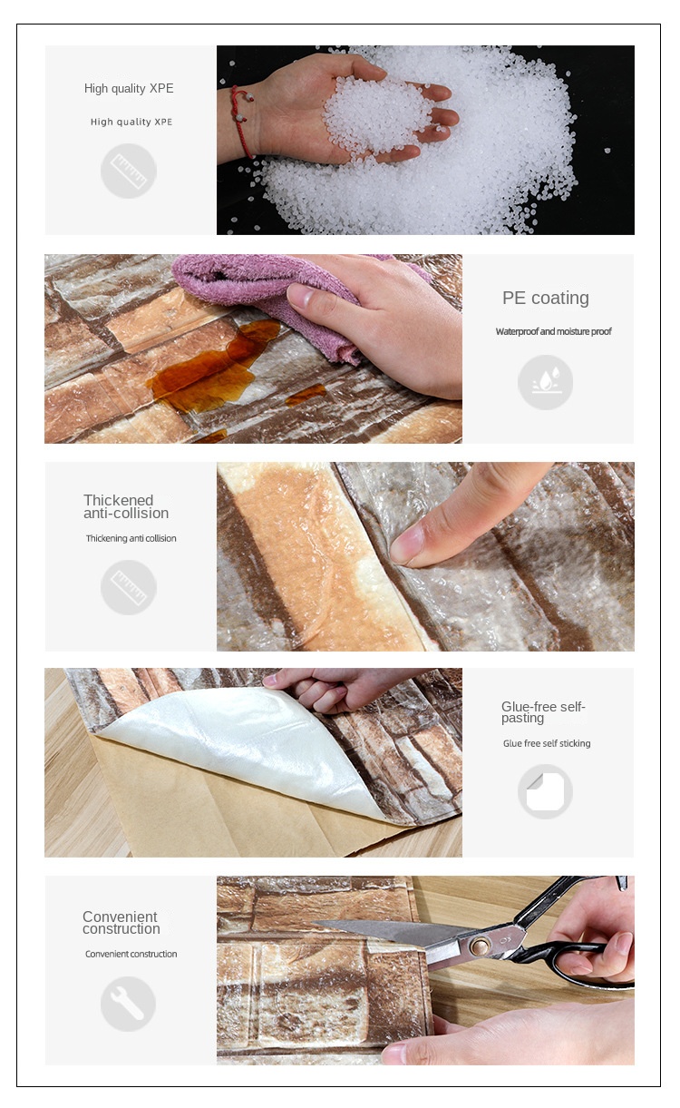 Cross-border 3538cm wall sticker 3d three-dimensional self-adhesive small size waterproof XPE foam wallpaper wall paper spot