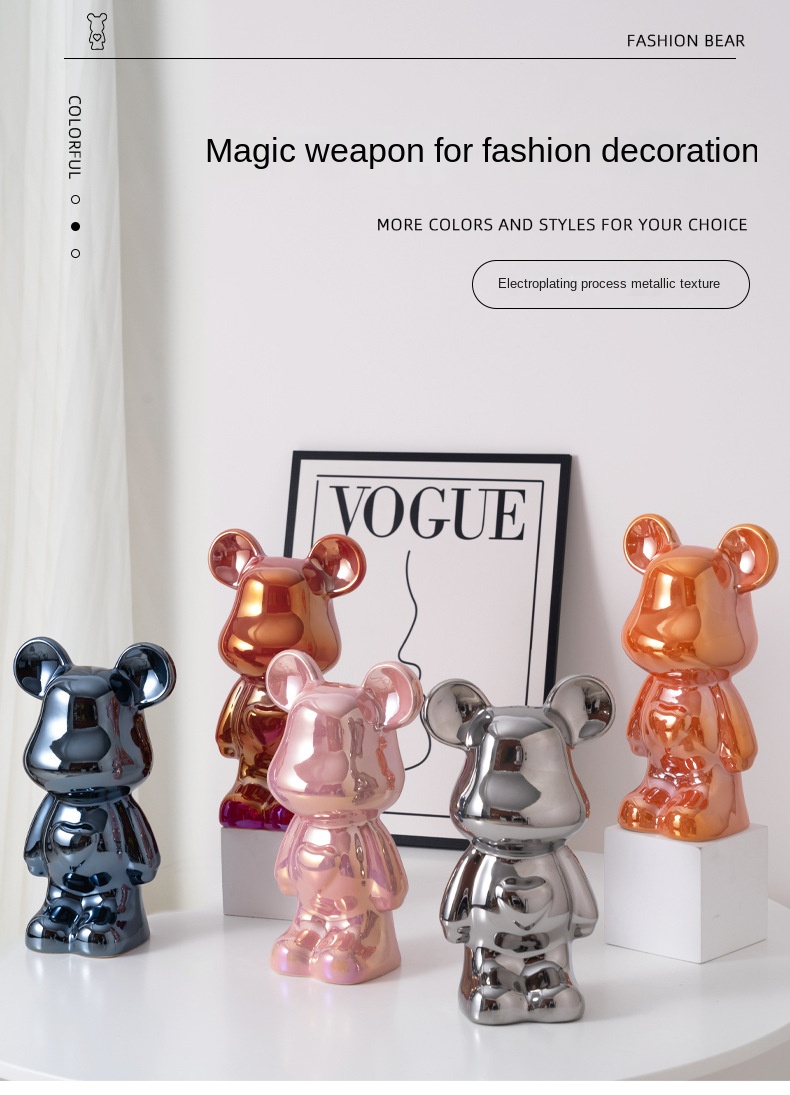 Light luxury love bear decoration living room high-end soft decoration TV cabinet wine cabinet cartoon violent bear hand office boy