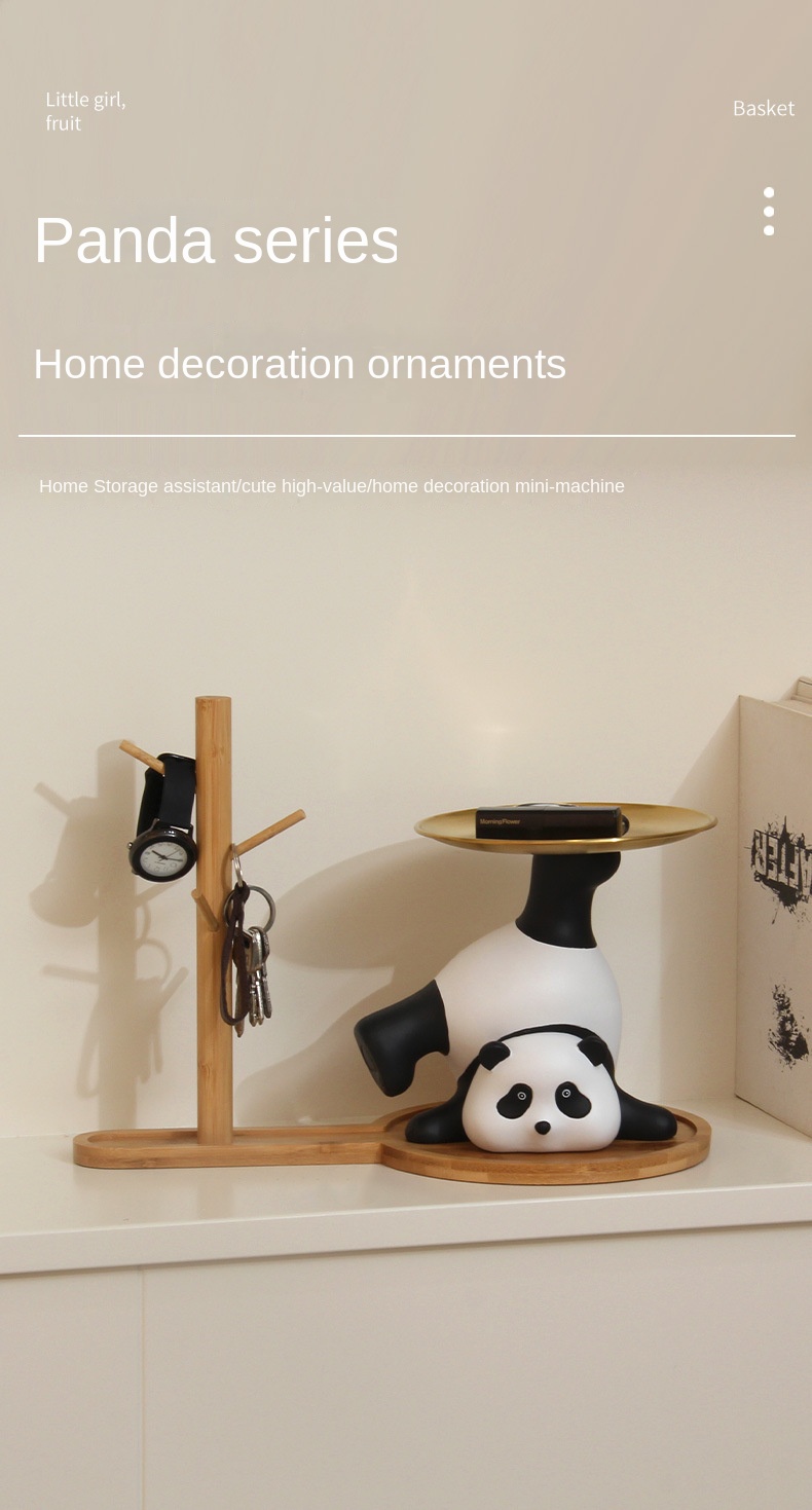 Panda Entrance Cabinet Key Storage Ornament Bracket Living Room Shoe Cabinet