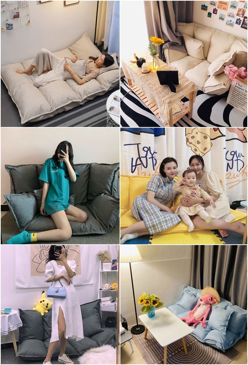 Lazy sofa tatami folding double small apartment net red style bedroom single simple floor sofa bed dual-use