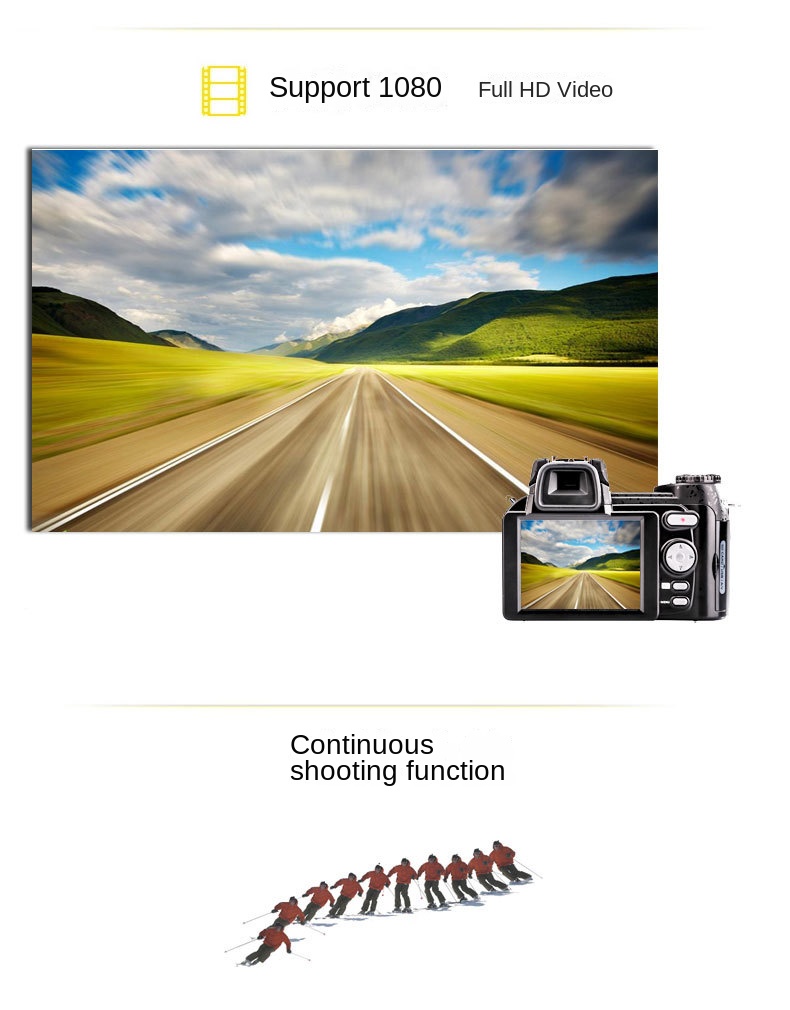 D7200 Auto Focus Full HD Digital Camera Video Camera 3 Lens Switchable External Flash