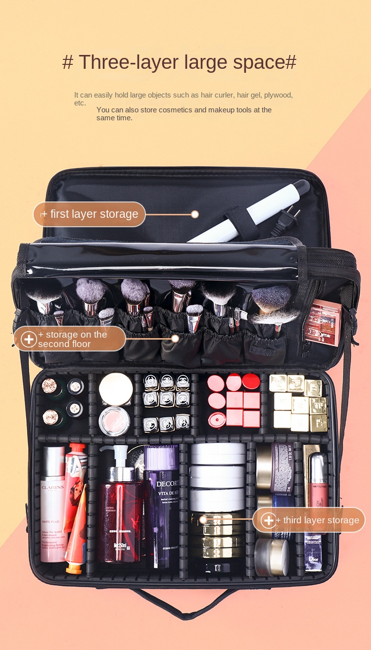 Large-capacity cosmetic bag tattoo embroidery manicure and makeup portable partition tool box cosmetic bag