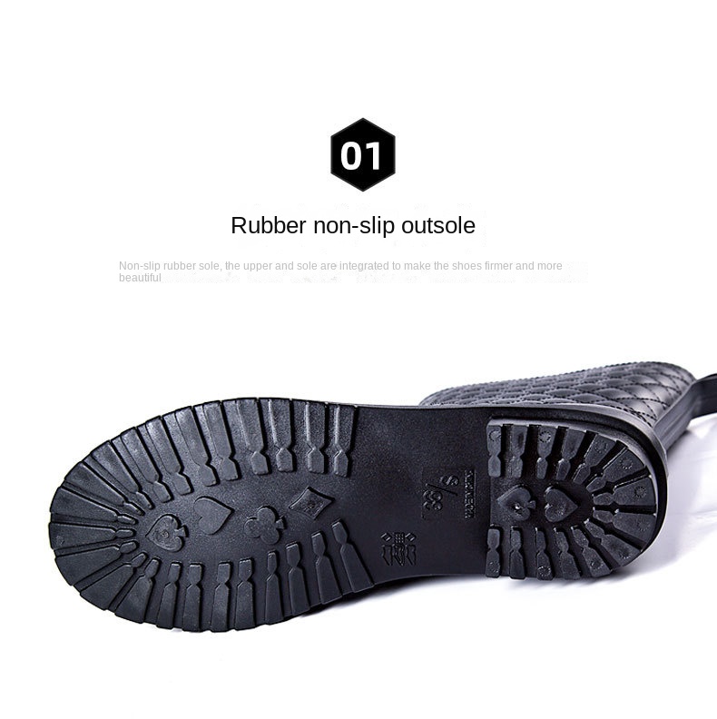 Water shoes manufacturers wholesale rubber shoes non-slip mid-tube lattice women’s fashion rain boots warm and wear-resistant casual adult rain boots