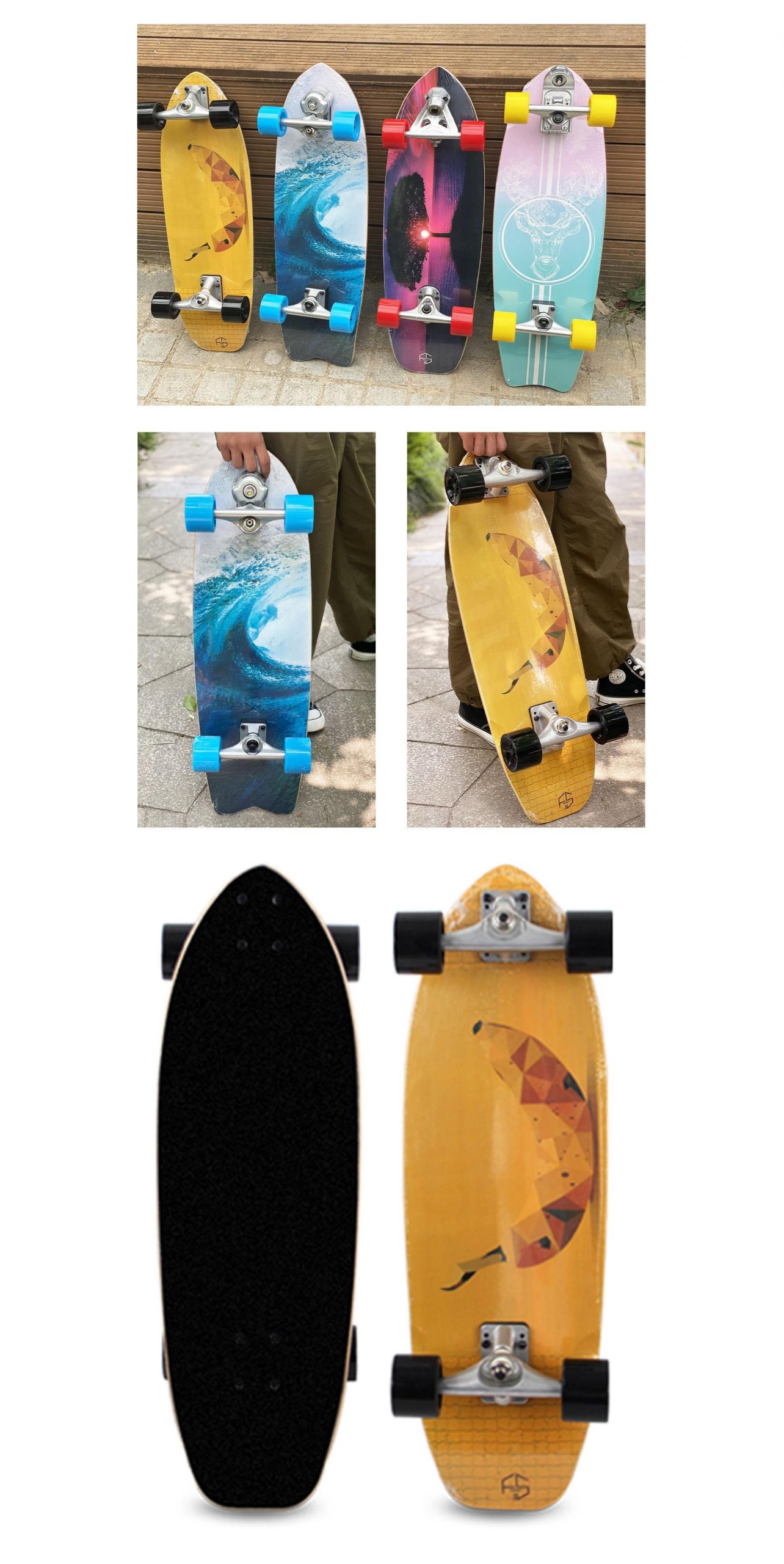 Factory direct supply travel sports ski training board youth four-wheel adult skateboard beginner land surfboard