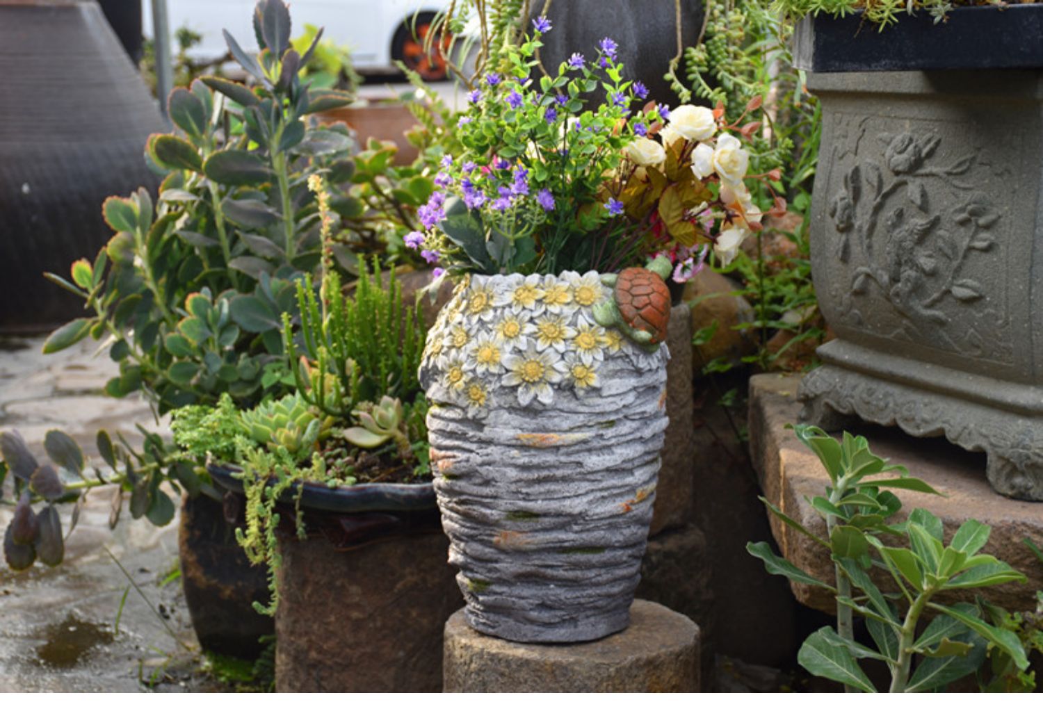 Top-floor balcony decoration flower pot turtle large landscaping lawn garden villa succulent American outdoor garden gardening