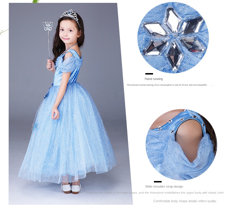 Halloween Cinderella Dress Frozen Elsa Sophia Girls Dress Children’s Short-sleeved Princess Dress