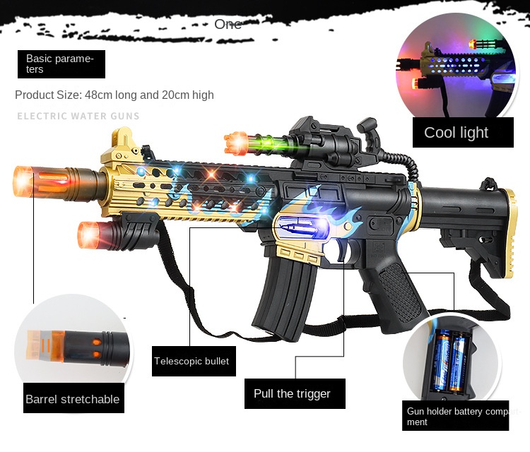 Street Stall Toy Supply Children Electric Toy Gun Music Sound and Light Pistol Luminous Night Market Wholesale Best Sellers
