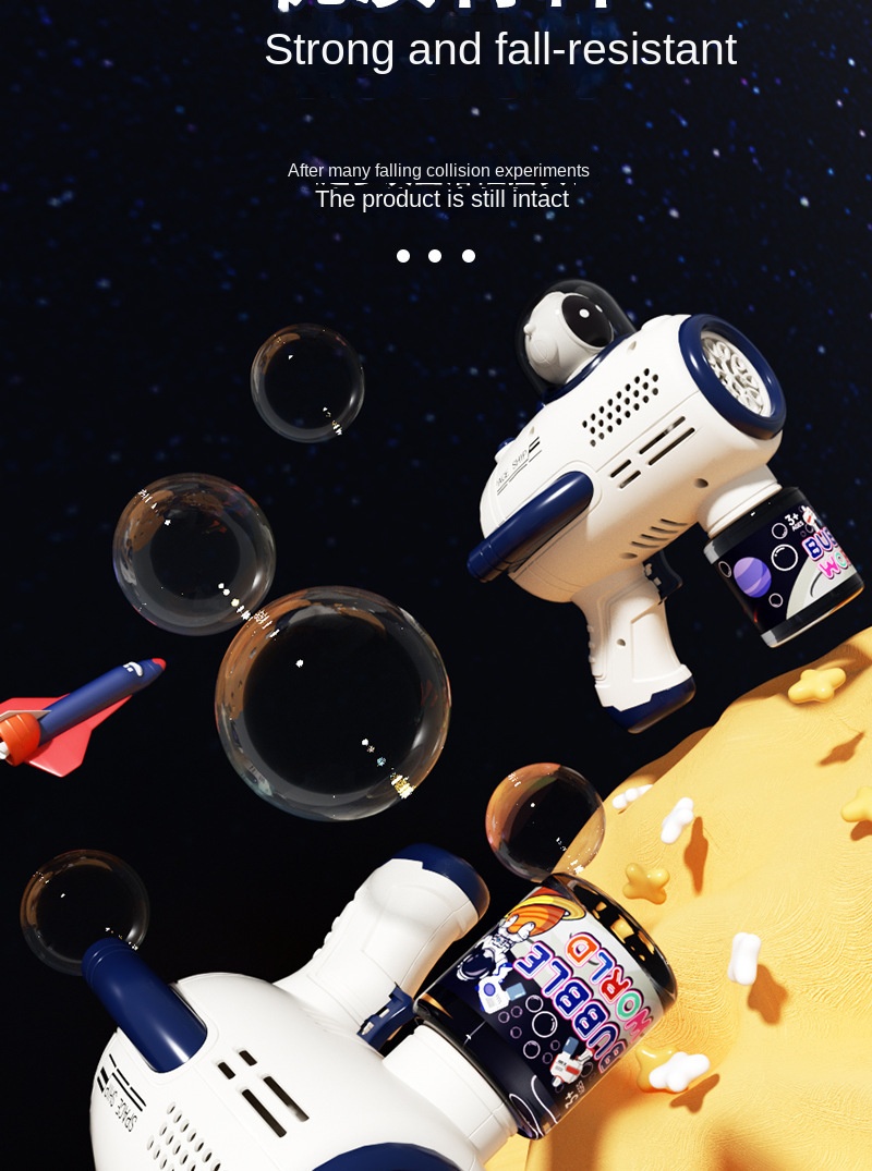 Bubble Gun Space Astronaut Toy Fully Automatic Gatling Electric Bubble Blowing Machine Internet Celebrity Children’s Toy