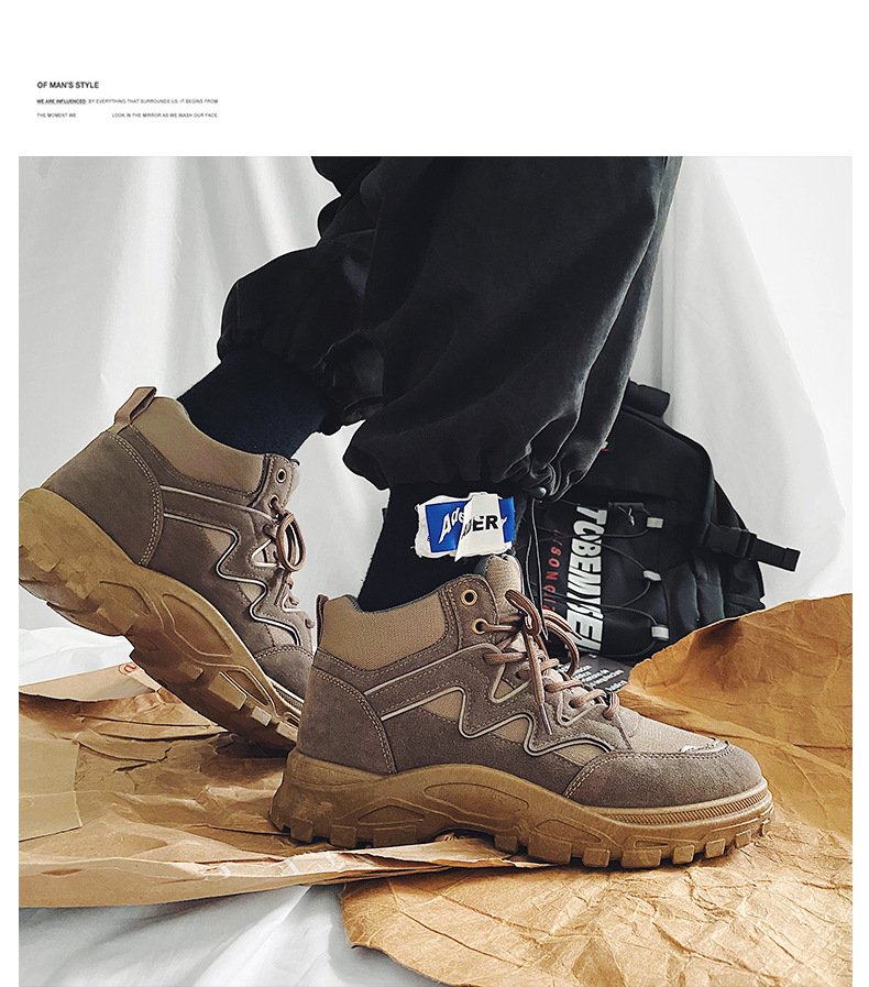 New high-top Martin boots men’s Korean version tooling boots all-match desert boots trendy men’s boots