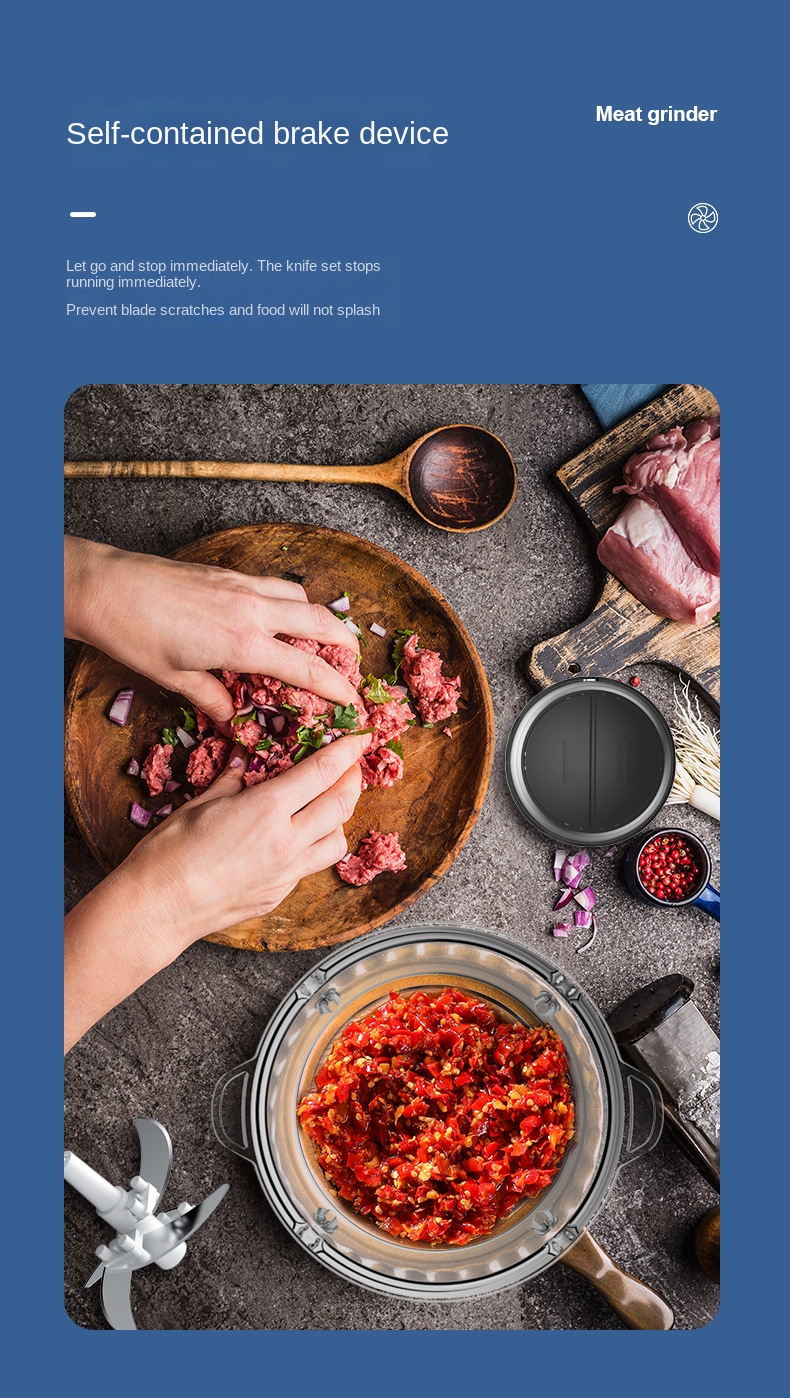 Cross-border kitchen household 304 electric meat grinder multi-functional meat mincer high-power four-knife meat blender