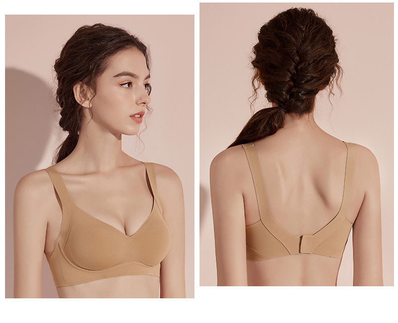 Naked seamless underwear women’s small chest push-up suit latex uu cup no rims closed breast bra set