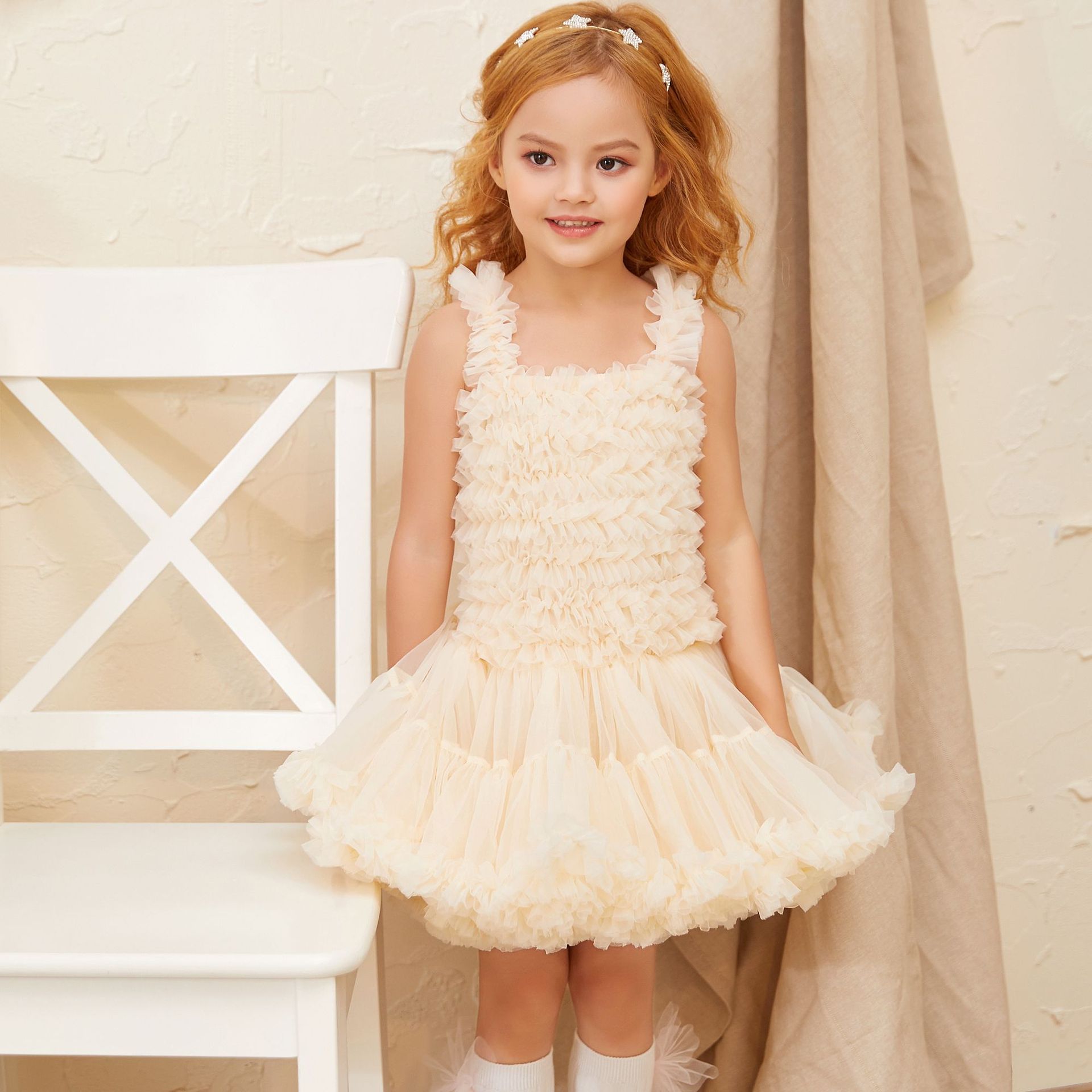 European and American children’s wear sling princess dress birthday gift dress girls princess dress fluffy children’s dress