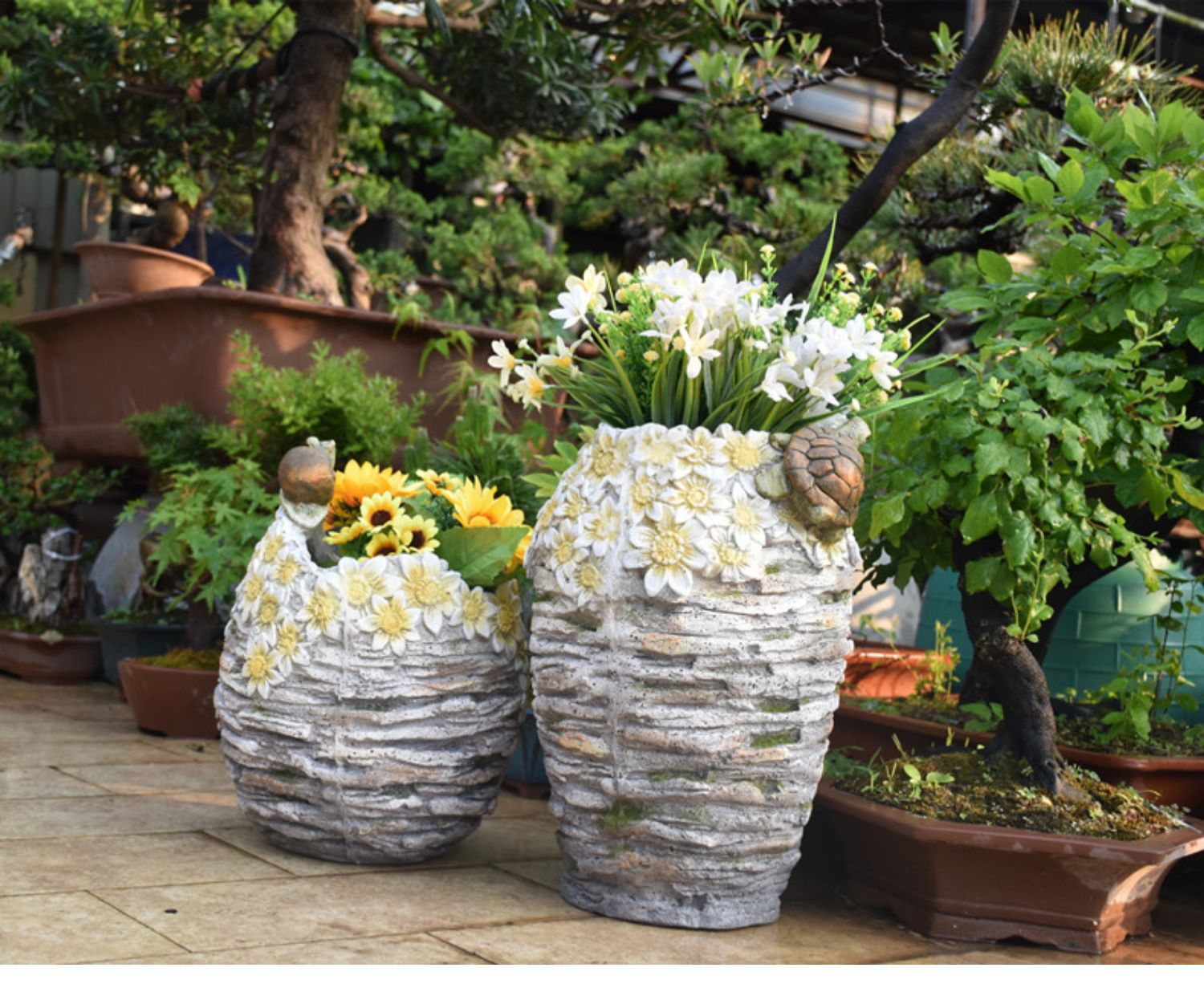 Top-floor balcony decoration flower pot turtle large landscaping lawn garden villa succulent American outdoor garden gardening