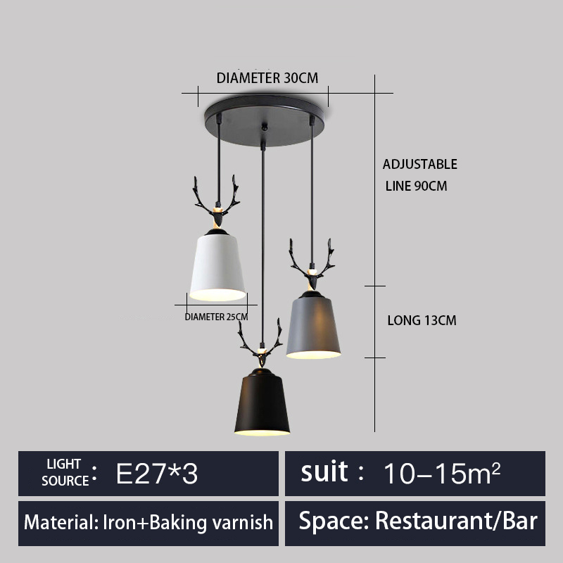 Restaurant chandelier three-head dining table lamp modern bar small simple creative Nordic led dining room wholesale lamp lighting
