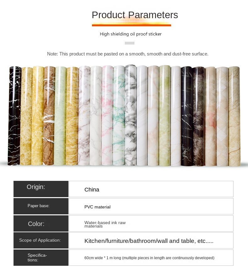 Cross-border manufacturers wholesale self-adhesive imitation marble stickers waterproof, oil-proof and high temperature resistant kitchen furniture