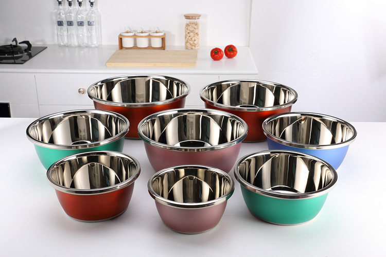 Colored stainless steel basin thickened household seasoning tank washing basin egg-beating basin cooking basin and wash basin color basin wholesale