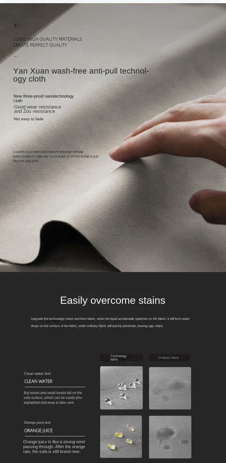 Italian wash-free technology fabric sofa small apartment living room single double three Nordic simple combination small sofa