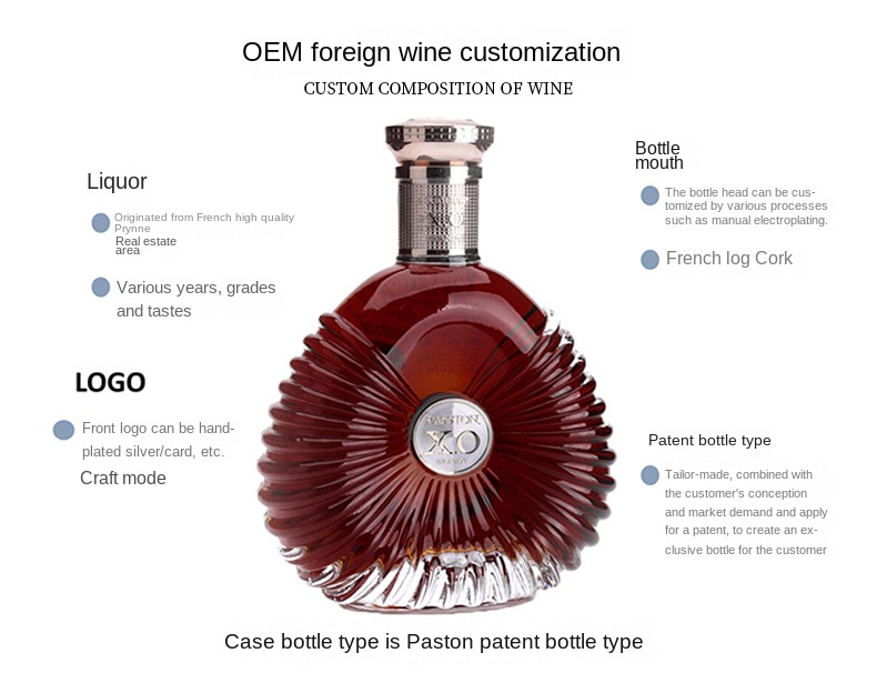 Customized French foreign wine gift good original liquid high spirits 40 degrees Lanxuan XO brandy bartending 700ml