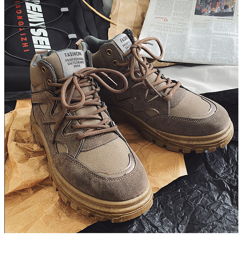 New high-top Martin boots men’s Korean version tooling boots all-match desert boots trendy men’s boots