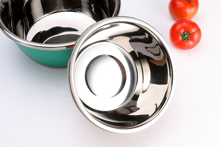 Colored stainless steel basin thickened household seasoning tank washing basin egg-beating basin cooking basin and wash basin color basin wholesale