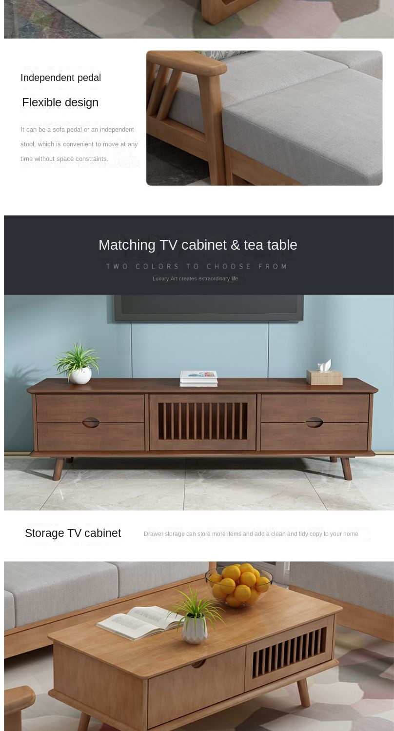 Nordic solid wood sofa small apartment new Chinese style lazy fabric comfortable modern minimalist living room furniture combination set