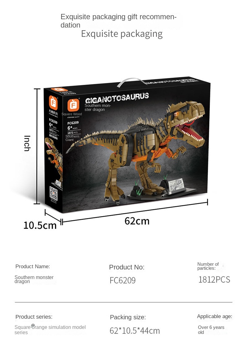 Large Dinosaur Tyrannosaurus Rex Compatible with Lego Building Blocks Assembling Toys Puzzle Boys Difficult Children’s Gifts