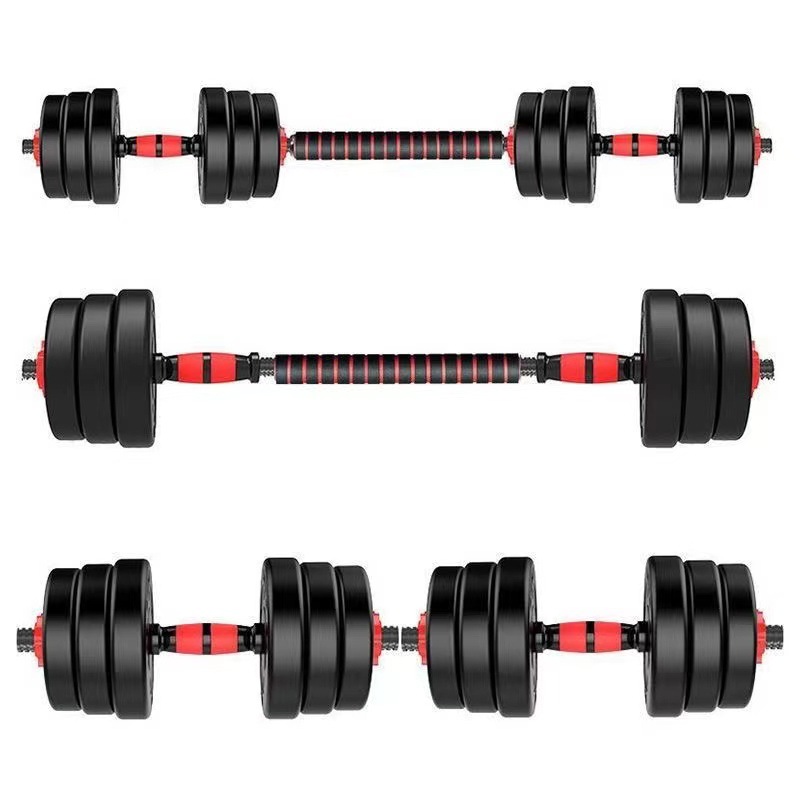 Dumbbell men’s home fitness equipment adjustable weight solid 20KG rubber-coated barbell set combination detachable