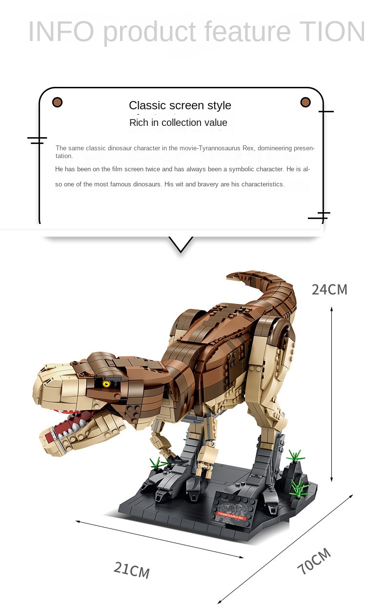 Large Dinosaur Tyrannosaurus Rex Compatible with Lego Building Blocks Assembling Toys Puzzle Boys Difficult Children’s Gifts