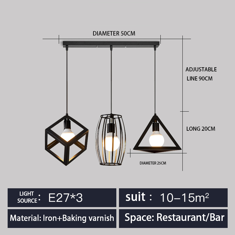 Restaurant chandelier three-head dining table lamp modern bar small simple creative Nordic led dining room wholesale lamp lighting