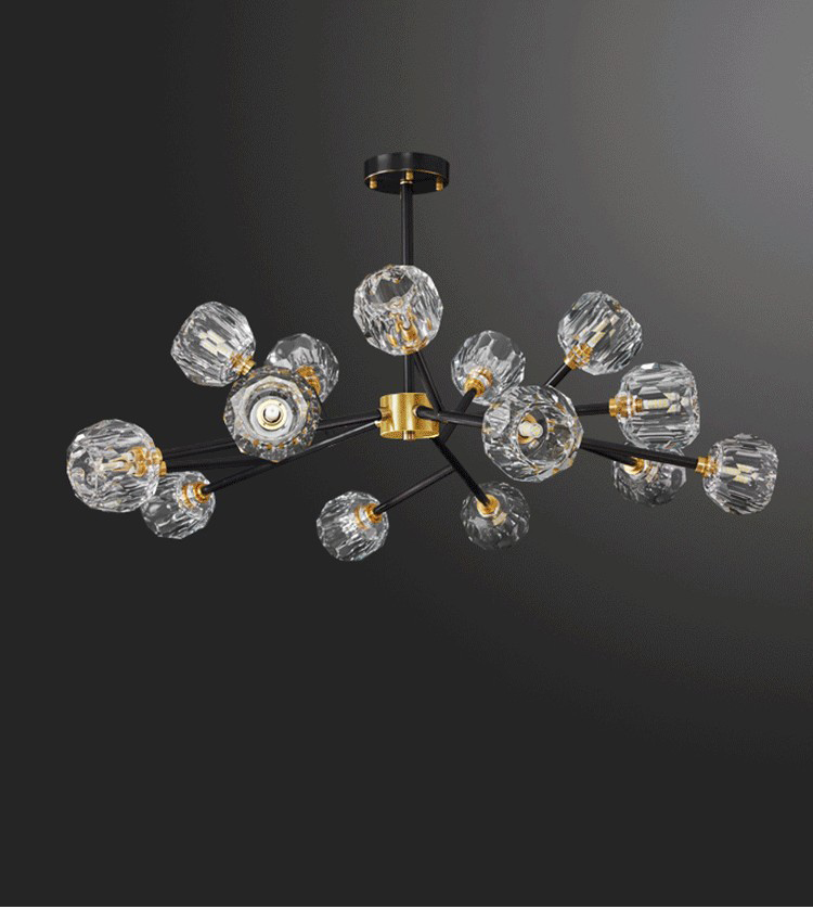 All copper crystal living room chandelier modern light luxury bedroom lamp Internet celebrity restaurant home branch magic bean molecule lamp