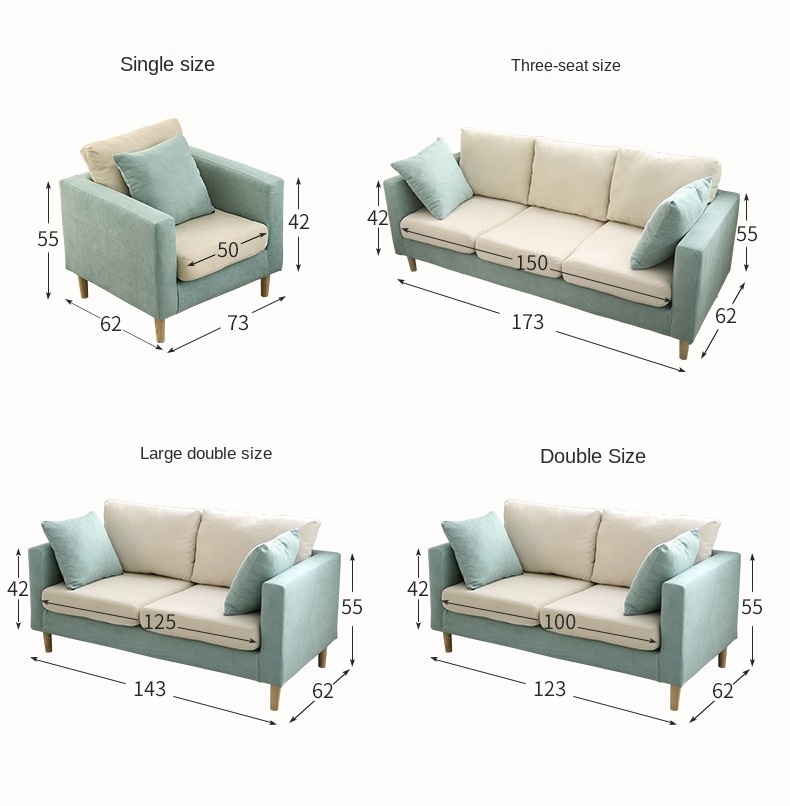 Nordic fabric sofa small apartment living room simple modern double three rental room clothing store sofa net red models