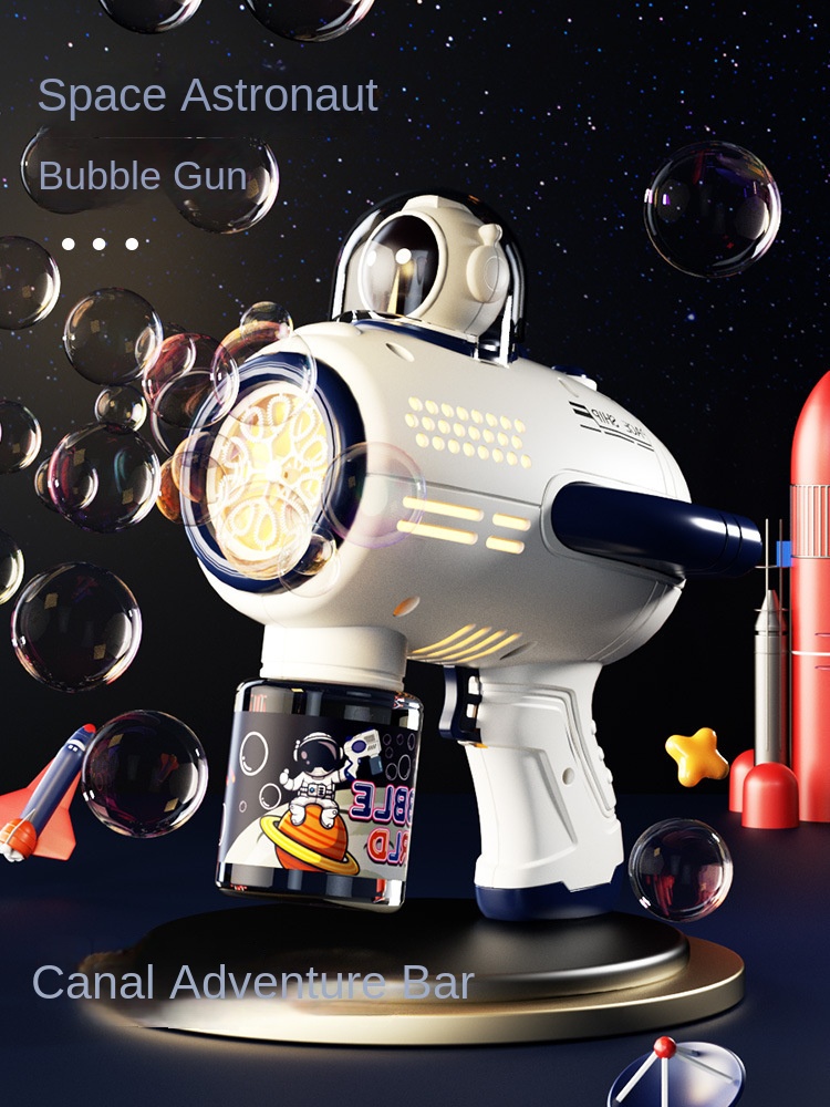 Bubble Gun Space Astronaut Toy Fully Automatic Gatling Electric Bubble Blowing Machine Internet Celebrity Children’s Toy