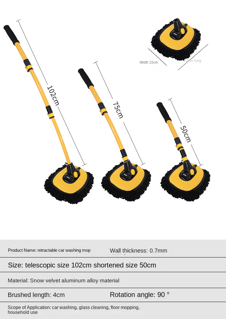 Car wash mop retractable bent rod car wash brush soft hair does not hurt the car car brush cleaning brush car cleaning tool