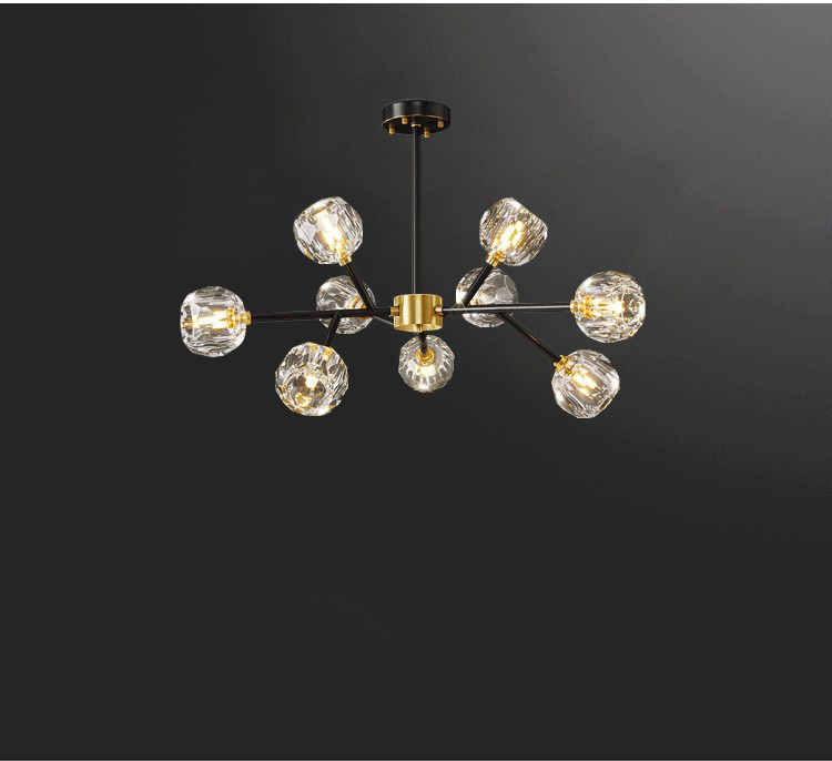 All copper crystal living room chandelier modern light luxury bedroom lamp Internet celebrity restaurant home branch magic bean molecule lamp