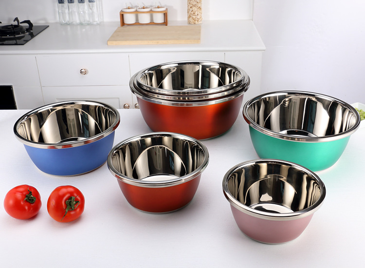 Colored stainless steel basin thickened household seasoning tank washing basin egg-beating basin cooking basin and wash basin color basin wholesale