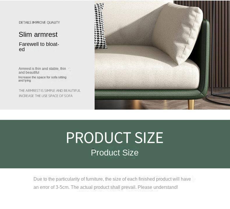 Italian wash-free technology fabric sofa small apartment living room single double three Nordic simple combination small sofa