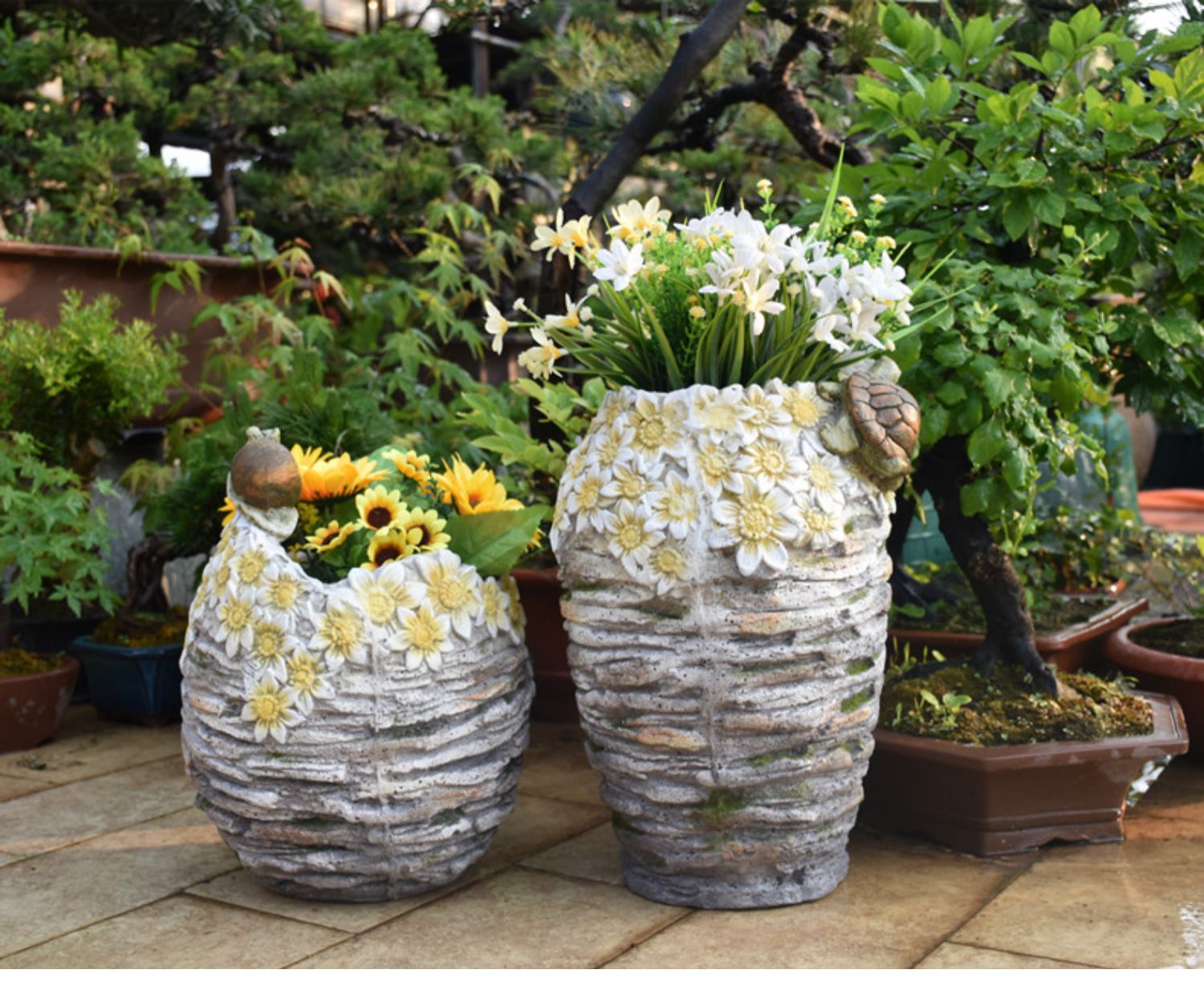 Top-floor balcony decoration flower pot turtle large landscaping lawn garden villa succulent American outdoor garden gardening