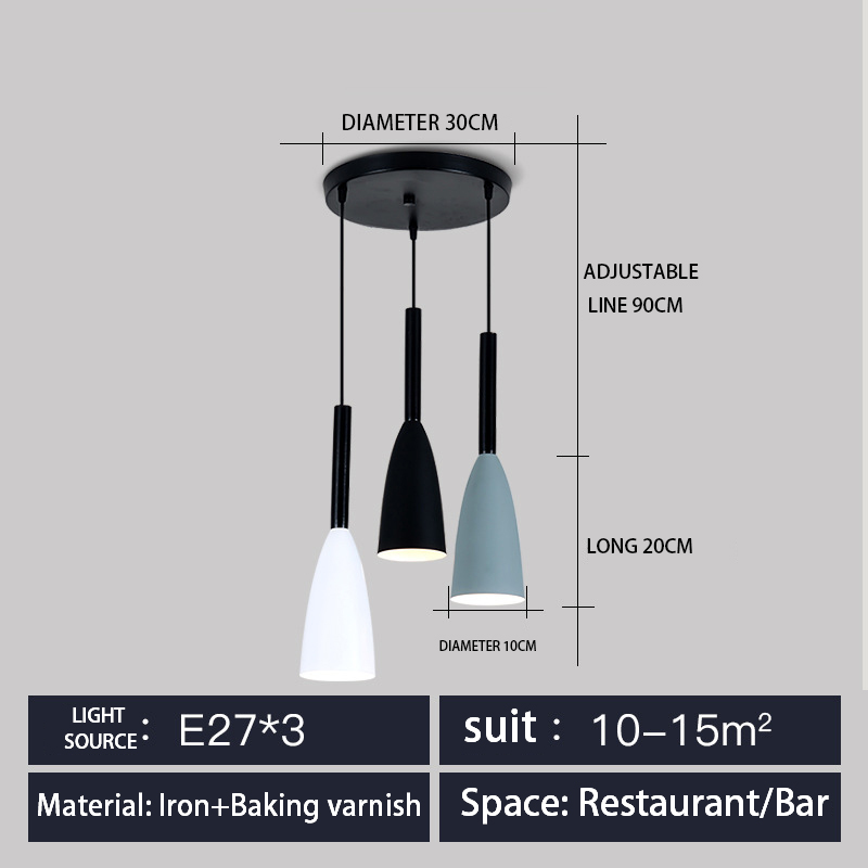 Restaurant chandelier three-head dining table lamp modern bar small simple creative Nordic led dining room wholesale lamp lighting