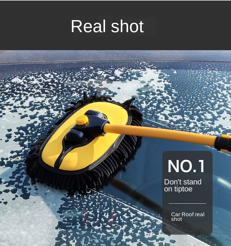 Car wash mop retractable bent rod car wash brush soft hair does not hurt the car car brush cleaning brush car cleaning tool